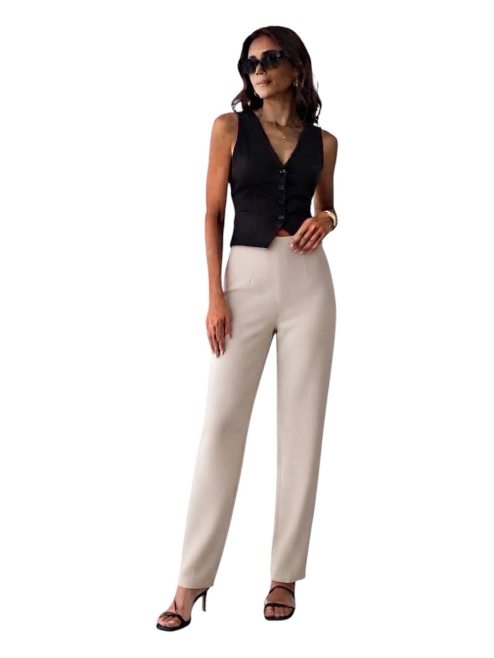 Vintage Jordan & Cole Cream Lined High Waist Trousers Minimalist Luxury Office 8